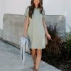 Clothing * | Entr-001 Sorrel Pocketed Knit T-Shirt Dress Sage All Clothing