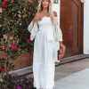 Clothing * | Salt-001 The Vacation Shop Allison Crochet Off The Shoulder Maxi Dress Ivory Final Sale