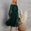 Clothing * | Aeom-001 Peacekeeper Off The Shoulder Midi Dress Hunter Green Final Sale All Clothing