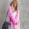 Clothing * | Dee-001 All Clothing Madi Pocketed Plaid Knit Cardigan Pink Final Sale