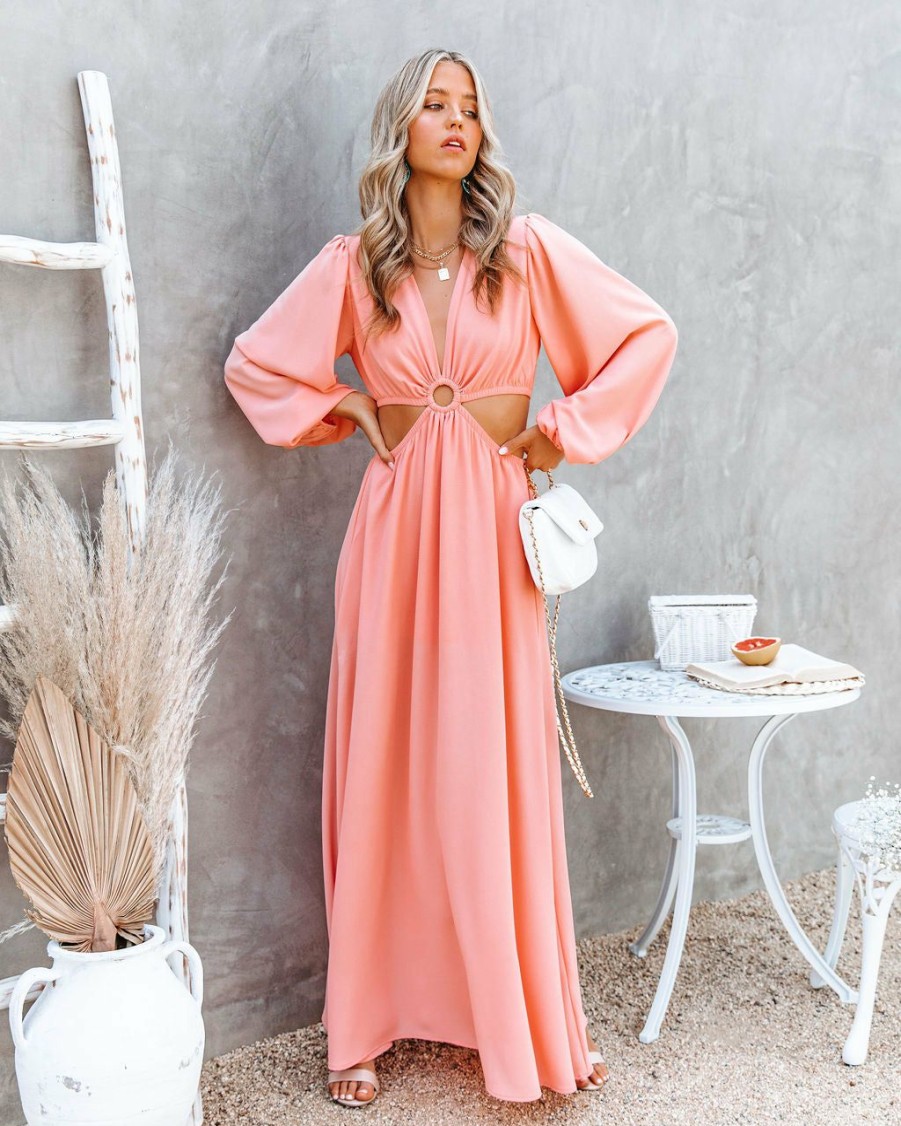 Clothing * | Tych-001 Neoma Cutout Maxi Dress Bright Blush All Clothing