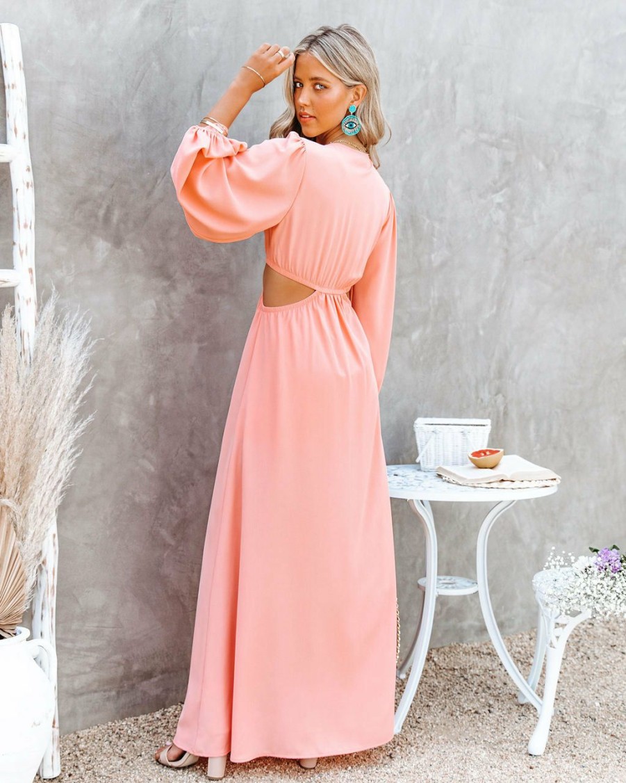 Clothing * | Tych-001 Neoma Cutout Maxi Dress Bright Blush All Clothing