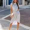 Clothing * | Entr-001 All Clothing Soleia Satin Cowl Neck Midi Dress Blue