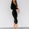 Clothing * | Oliv-001 All Clothing Yara Drape Knit Midi Sweater Dress Black