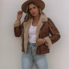 Clothing * | Oliv-001 Shona Pocketed Faux Leather Sherpa Jacket Brown Final Sale