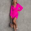 Clothing * | Dee-001 All Clothing Didi Satin Drape Mini Dress Bright Fuchsia