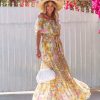 Clothing * | Salt-001 You Glow Girl Floral Off The Shoulder Maxi Dress Yellow