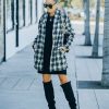 Clothing * | Lush-001 All Clothing Berlin Pocketed Shimmer Plaid Coat Black Final Sale