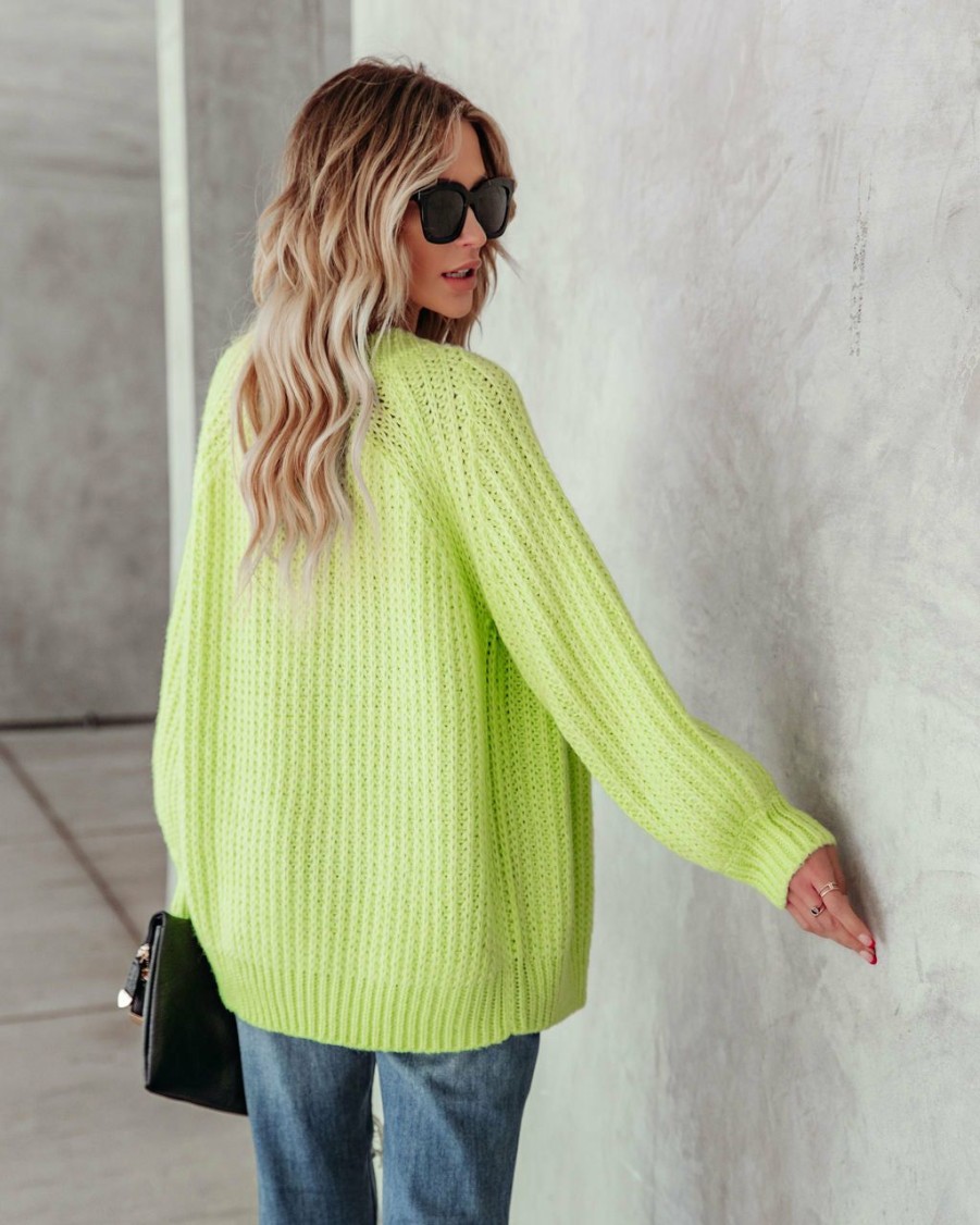 Clothing * | Dee-001 State Of Happy Claudine Knit Cardigan Lime Green Final Sale