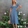 Clothing * | Ifb-001 Samantha Puff Sleeve Midi Dress French Blue Final Sale All Clothing