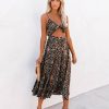 Clothing * | Tych-001 Real Taste Printed Cutout Midi Dress Final Sale All Clothing