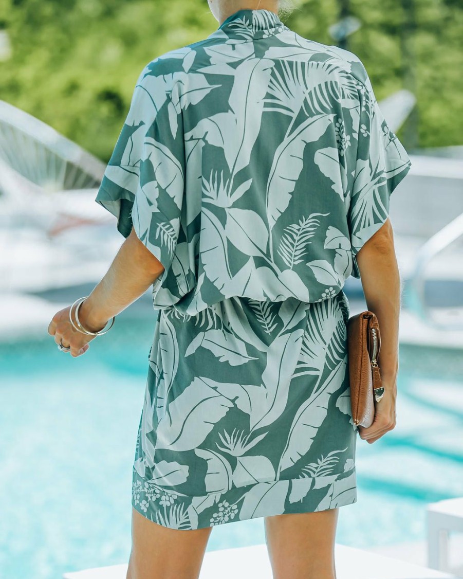 Clothing * | Dres-001 All Clothing Lazy Daze Palm Print Versatile Kimono Dress