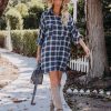 Clothing * | Fate-001 Granton Cotton Blend Plaid Button Down Shirt Dress Final Sale All Clothing