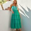 Clothing * | Enc-001 All Clothing Parisa Embroidered Tiered Midi Dress Green