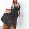 Clothing * | Flaw-001 All Clothing Larkspur Pocketed Button Down Ruffle Maxi Dress Black Final Sale