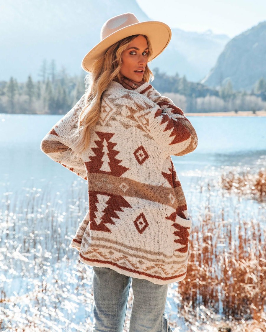 Clothing * | Very-001 Moraga Pocketed Aztec Cardigan Cream Final Sale