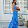 Clothing * | Tych-001 Americana Babe Sweet Talk Halter Maxi Dress Clean Blue