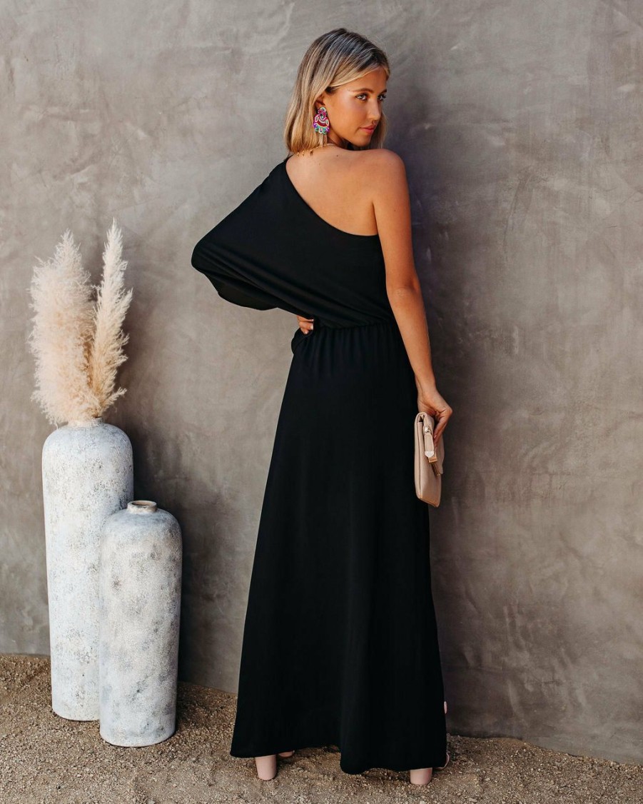 Clothing * | Tych-001 From The Source One Shoulder Maxi Dress Black