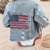 Clothing * | Pol-001 The Weekly Drop American Flag Distressed Cotton Denim Jacket