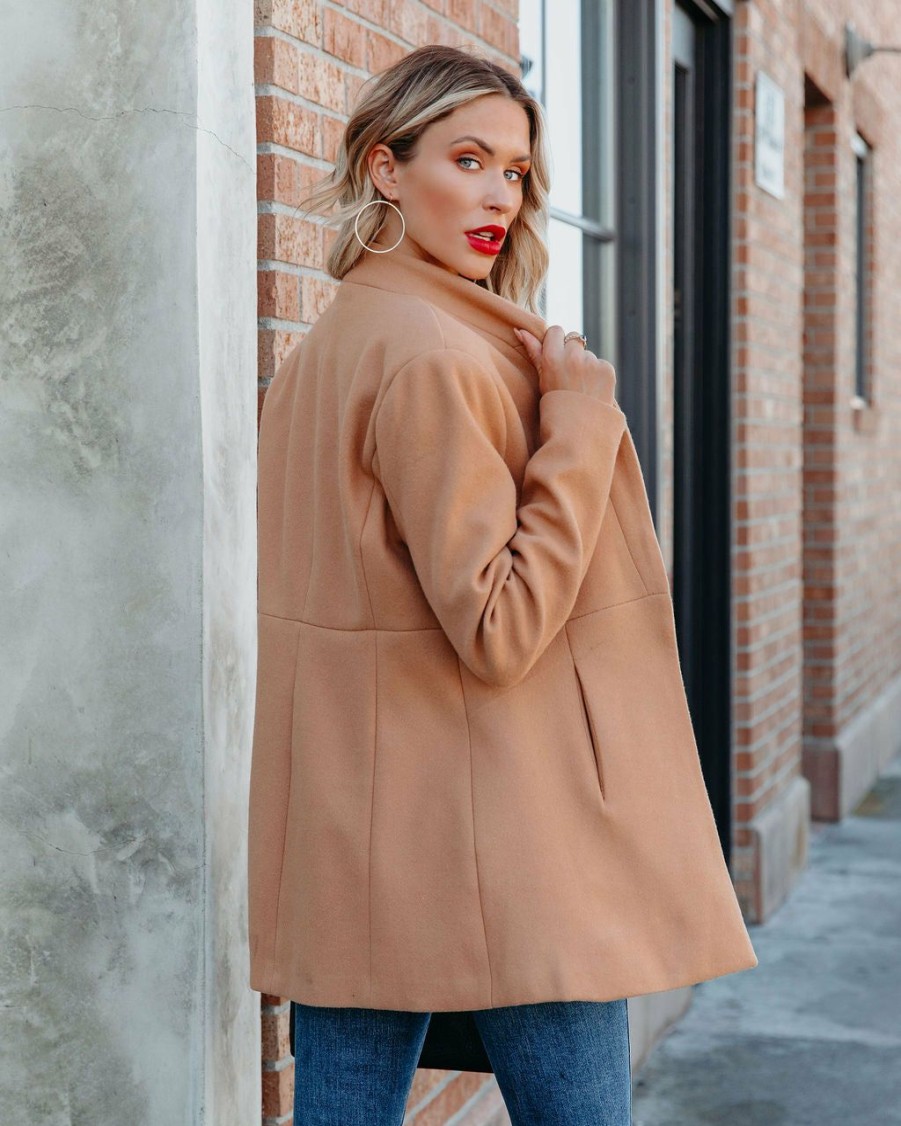 Clothing * | Entr-001 Bonjour Pocketed Coat Camel Final Sale