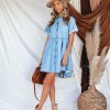 Clothing * | Miou-001 You And Paradise Pocketed Button Down Denim Dress Americana Babe