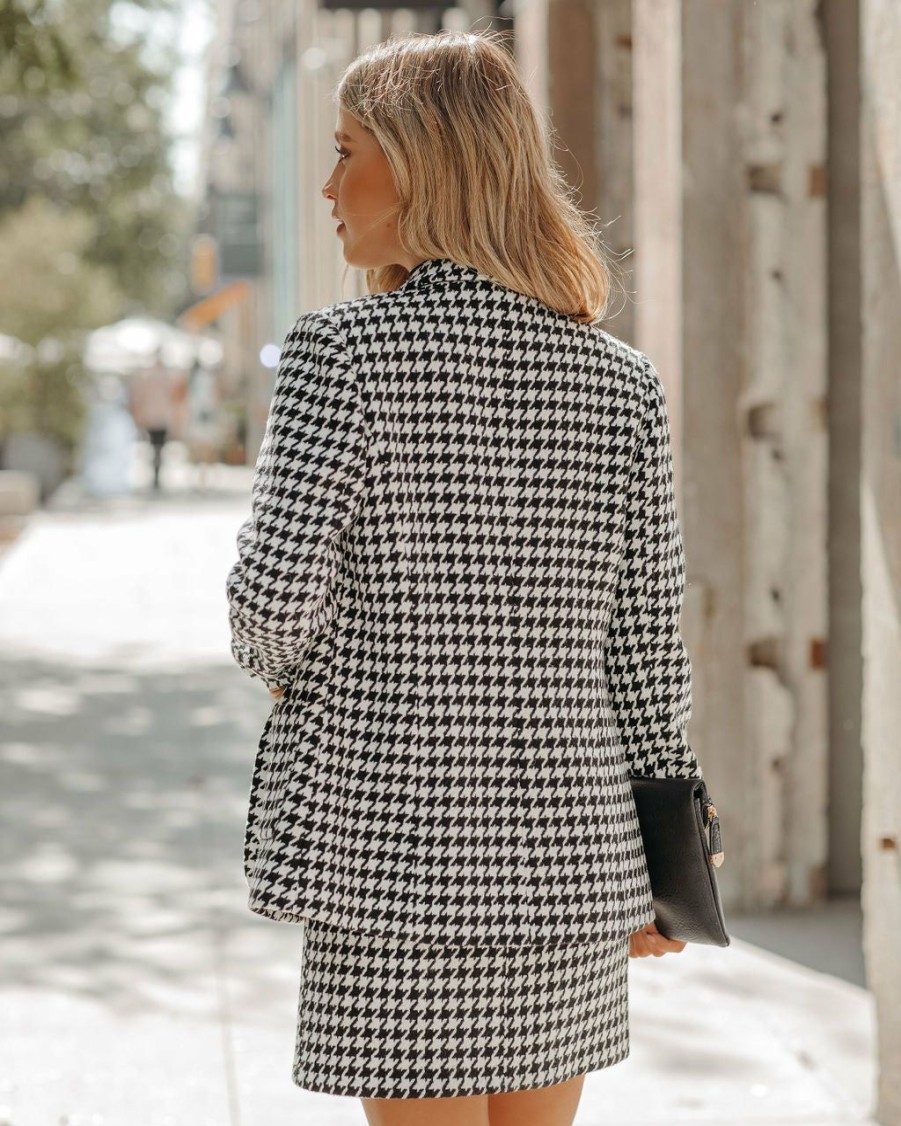 Clothing * | Skie-001 All Clothing Demille Pocketed Houndstooth Peacoat Final Sale