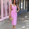 Clothing * | Tych-001 Vivia Cutout Ribbed Midi Dress Pink Vici Exclusives