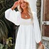 Clothing * | Oliv-001 Just Restocked Daneen Cotton Pocketed Crochet Babydoll Dress White