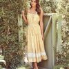 Clothing * | Just-001 Bibi Eyelet Lace Gingham Midi Dress Mustard Final Sale