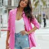 Clothing * | Fate-001 All Clothing Ainsley Pocketed Tweed Blazer Hot Pink