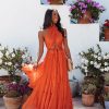 Clothing * | Mabl-001 The Vacation Shop Heidi Convertible Cotton Midi Dress Orange