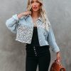 Clothing * | Entr-001 Hazy Leopard Cropped Denim Jacket Final Sale