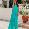 Clothing * | Tych-001 The Vacation Shop Sweet Talk Halter Maxi Dress Turquoise Final Sale