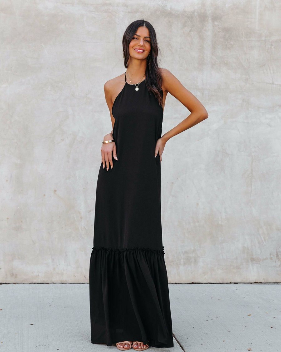 Clothing * | Tych-001 Sweet Talk Halter Maxi Dress Black