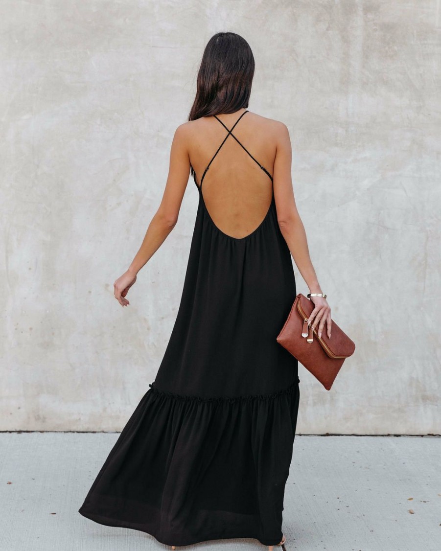 Clothing * | Tych-001 Sweet Talk Halter Maxi Dress Black