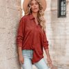 Clothing * | Aeom-001 Leone Pocketed Faux Suede Button Down Top Sienna Final Sale Vici Exclusives