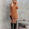 Clothing * | Entr-001 Bump Friendly Kannon Turtleneck Sweater Dress Camel Final Sale