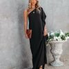 Clothing * | Tych-001 Strike A Pose One Shoulder Statement Maxi Dress Black Guest Of Wedding