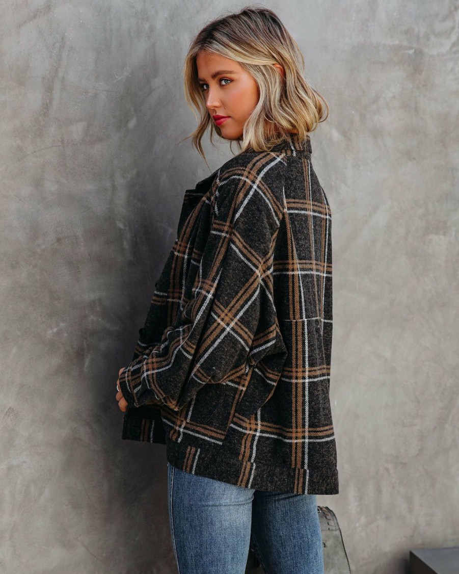 Clothing * | Dres-001 Auggie Pocketed Soft Plaid Shacket Final Sale All Clothing