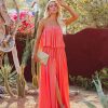 Clothing * | Must-001 Positive Energy Strapless Maxi Dress Coral Final Sale The Vacation Shop