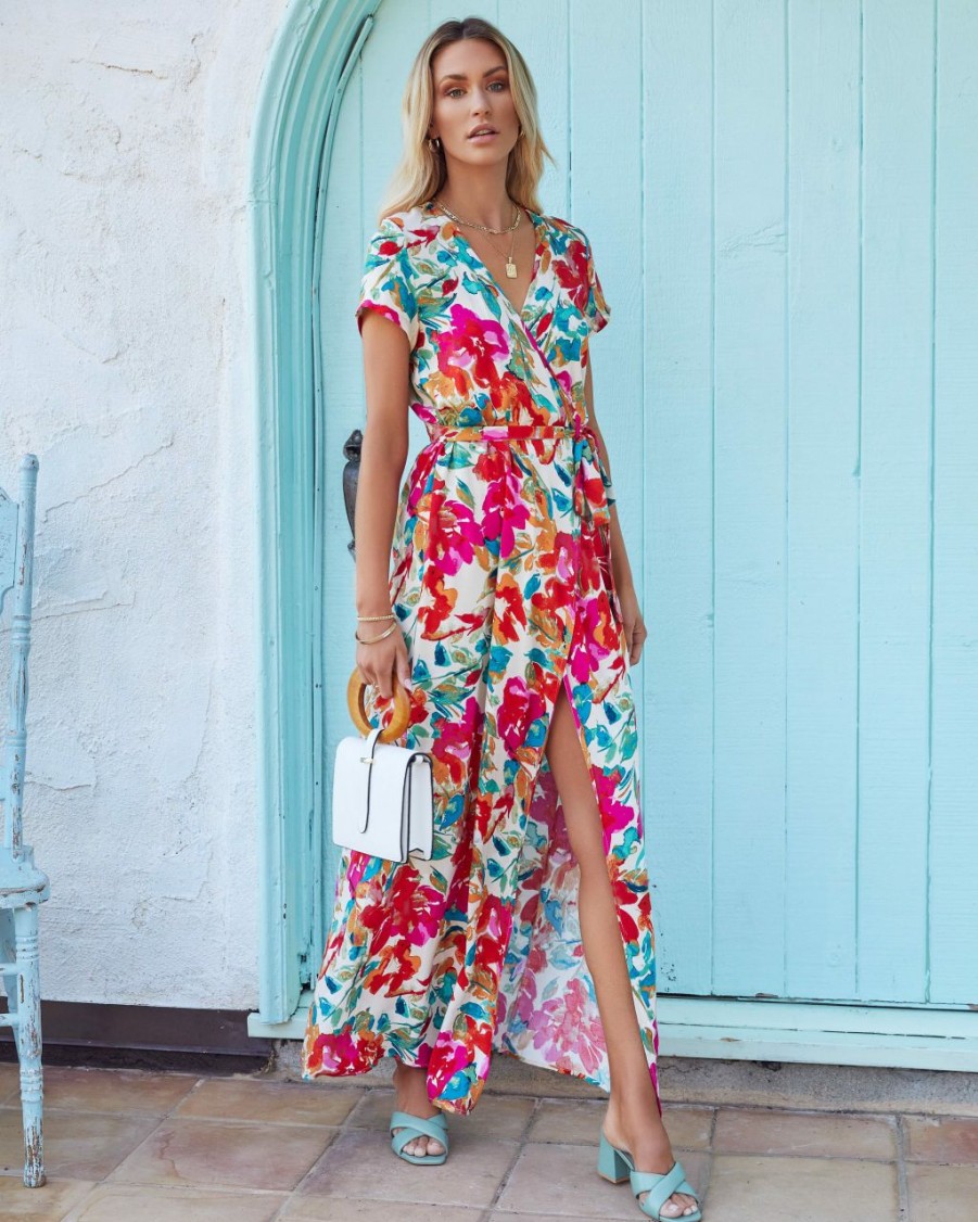 Clothing * | Oliv-001 What In Carnation Bardot Wrap Maxi Dress