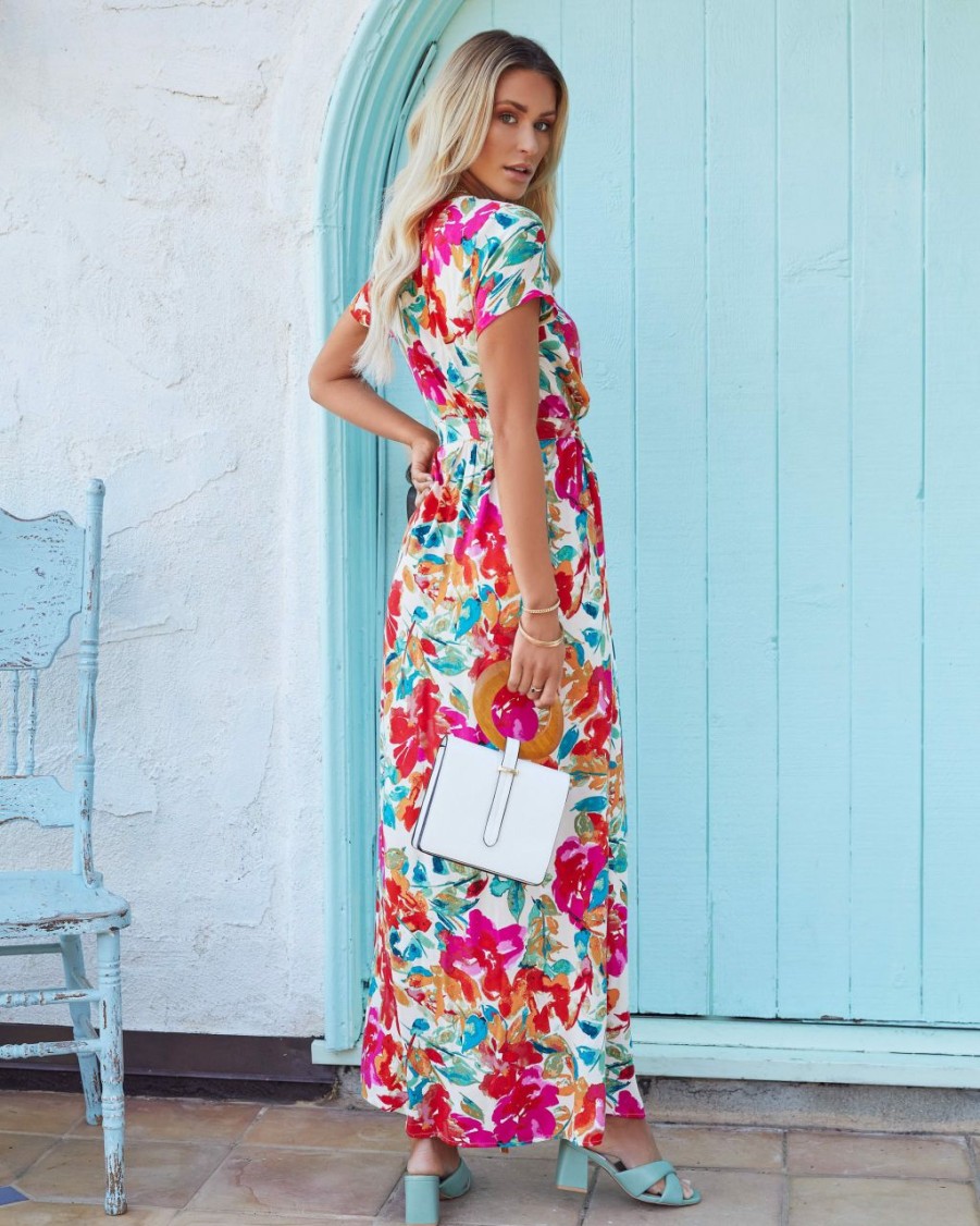 Clothing * | Oliv-001 What In Carnation Bardot Wrap Maxi Dress