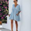 Clothing * | Must-001 Giddy Pocketed Babydoll Dress Cloudy Blue