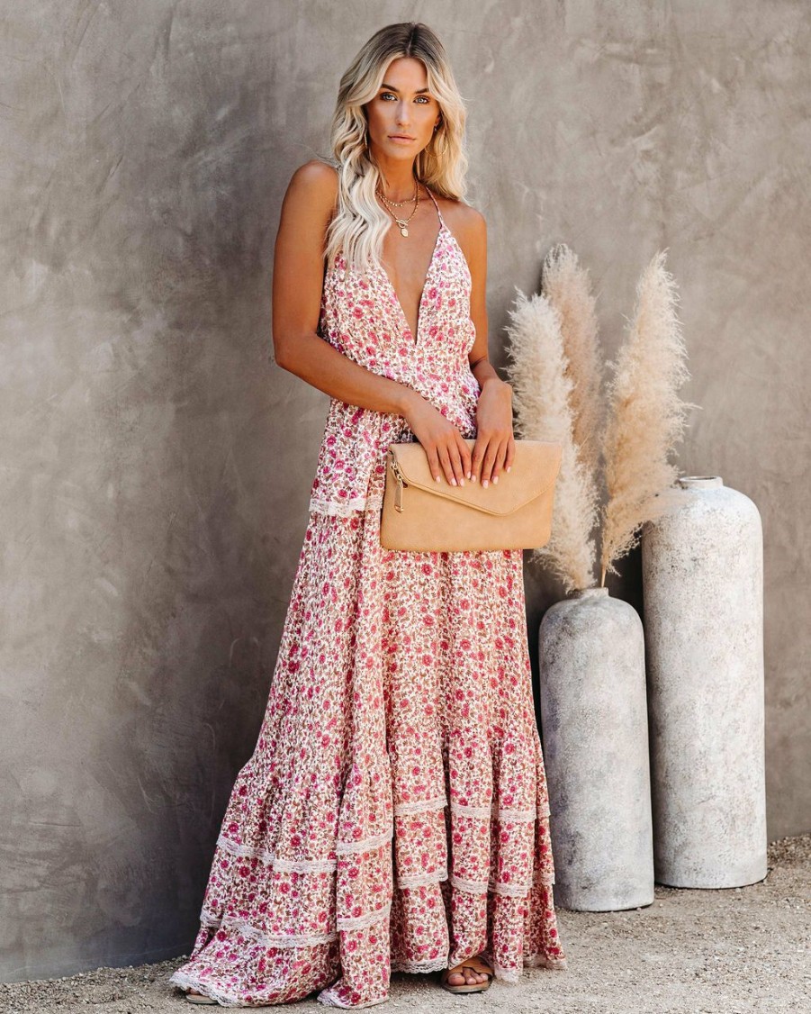 Clothing * | Aaka-001 All Clothing Fragrant Floral Lace Tiered Maxi Dress