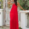 Clothing * | Tych-001 Sweet Talk Halter Maxi Dress Red Americana Babe