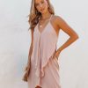 Clothing * | Oliv-001 Such A Flirt Halter Ruffle Dress Beige All Clothing