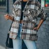 Clothing * | Lush-001 All Clothing Woodwork Pocketed Sherpa Lined Plaid Shacket Final Sale