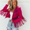 Clothing * | Tcec-001 Cody Faux Suede Fringe Jacket Pink