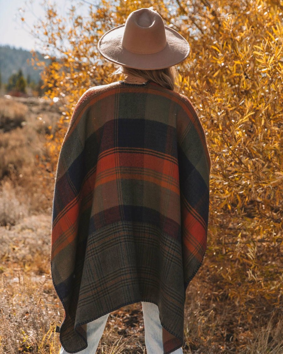 Clothing * | Urba-001 Treetops Reversible Plaid Ruana Final Sale All Clothing