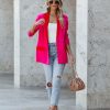 Clothing * | Stru-001 Bestsellers Love Notes Pocketed Colorblock Blazer Fuchsia Red